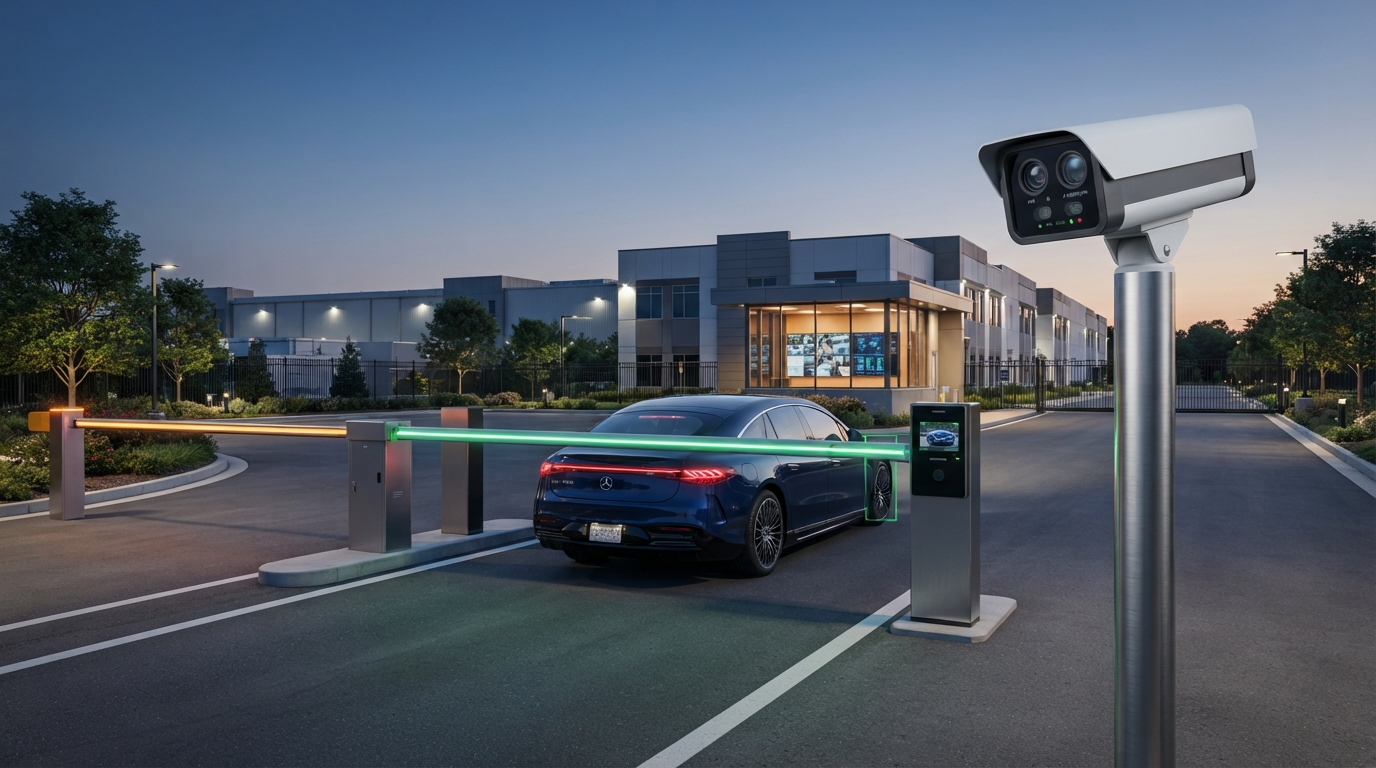 ANPR AI License Plate Camera Scanning Gate Entrance