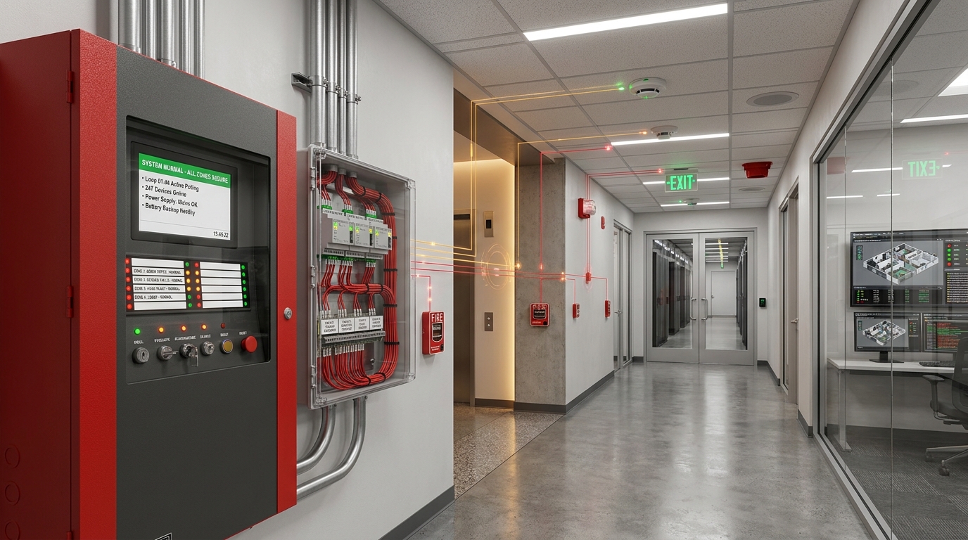 Fire Alarm Control Panel Array & Life Safety Console