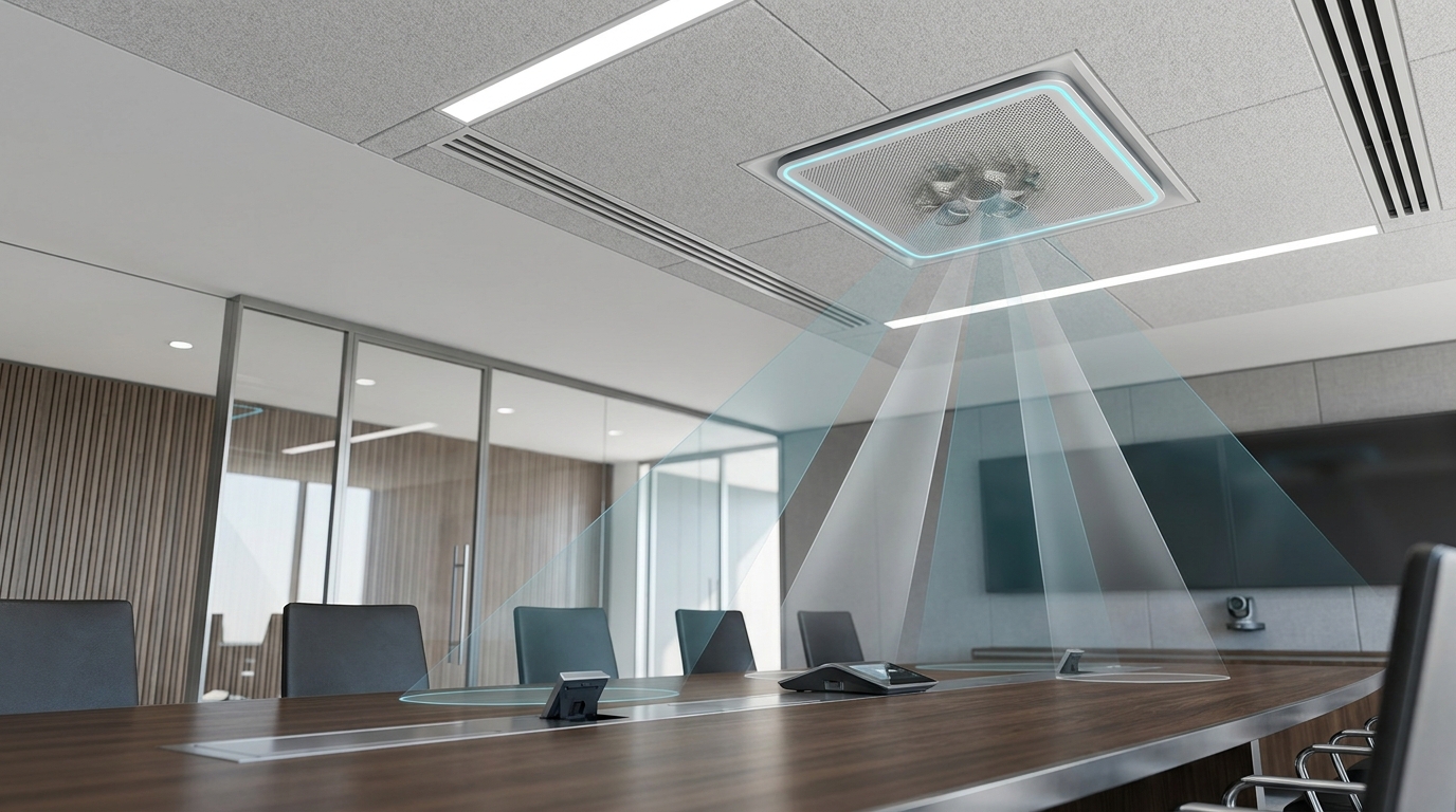 Executive Boardroom Ceiling Array Microphone Installation
