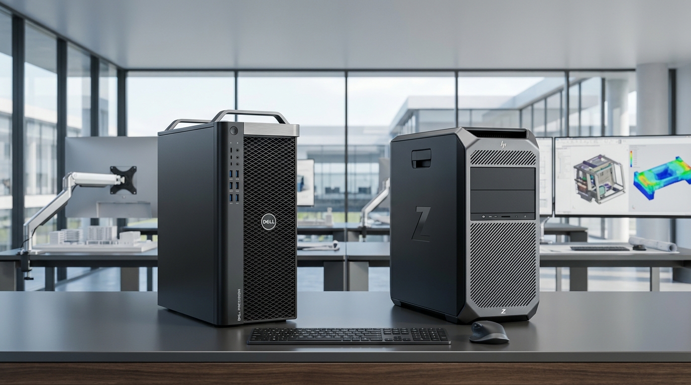 Acer Veriton & ASUS Commercial Desktop Towers in Modern Corporate Office