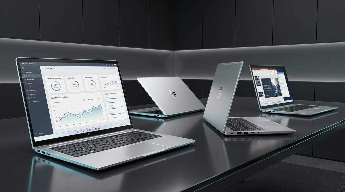 HP EliteBook Commercial Laptop on Executive Desk