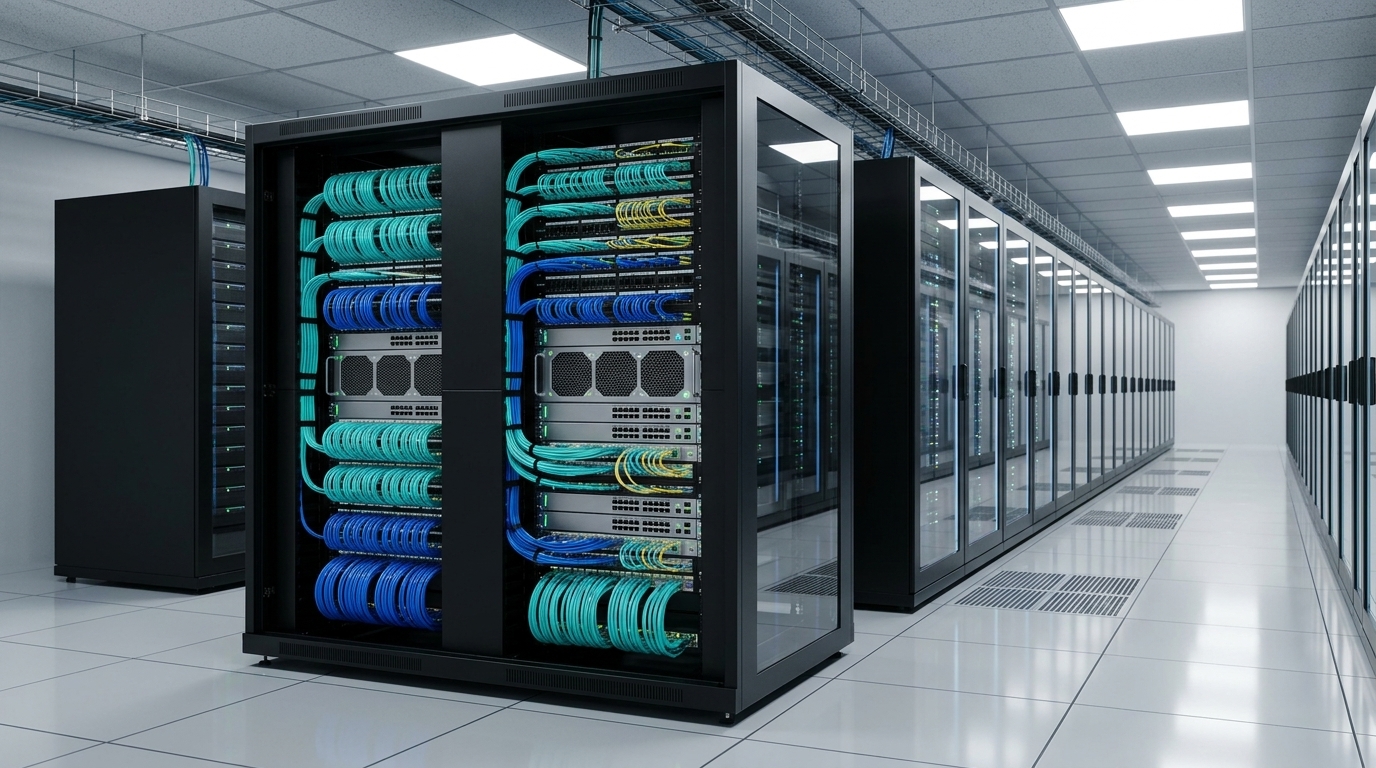 Datacenter Spine-Leaf Fiber Optics Switch Rack