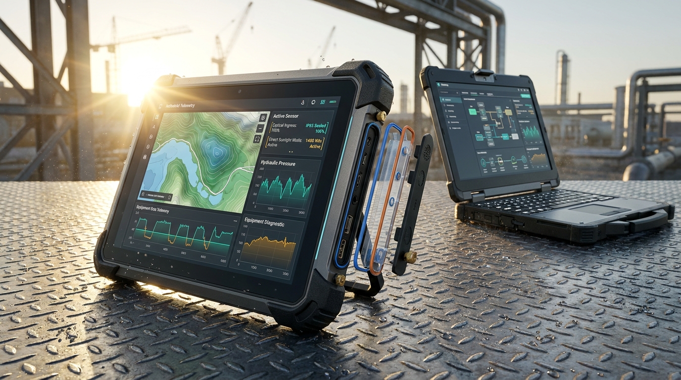 Tactical Field Rugged Laptop in Extreme Industrial Outdoor Environment