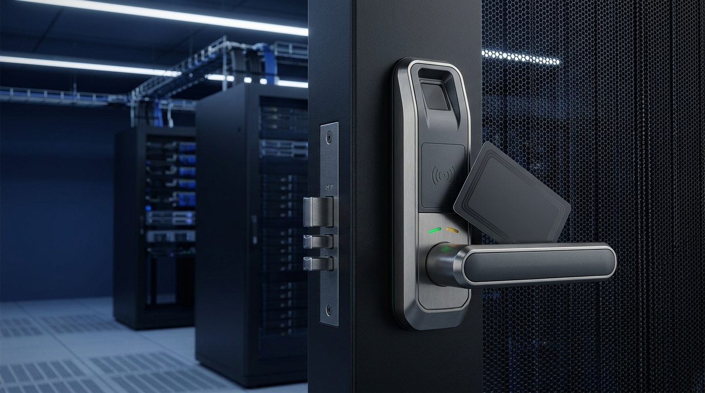 Smart RFID Electronic Lock Handle on Server Rack